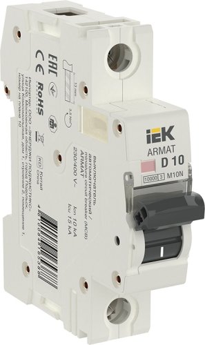 Выключатель автоматический IEK ARMAT M10N 1п 10А D 10кА фото Выключатель автоматический IEK ARMAT M10N 1п 10А D 10кА картинка